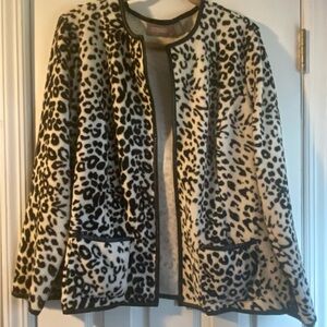 Chicos Faux Fur Jacket with Leather-Like trim